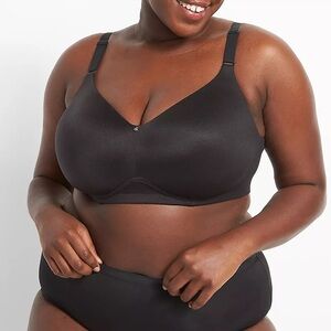 Lane Bryant Cacique Black Invisible Backsmoother Lightly Lined No-Wire Bra 38DDD